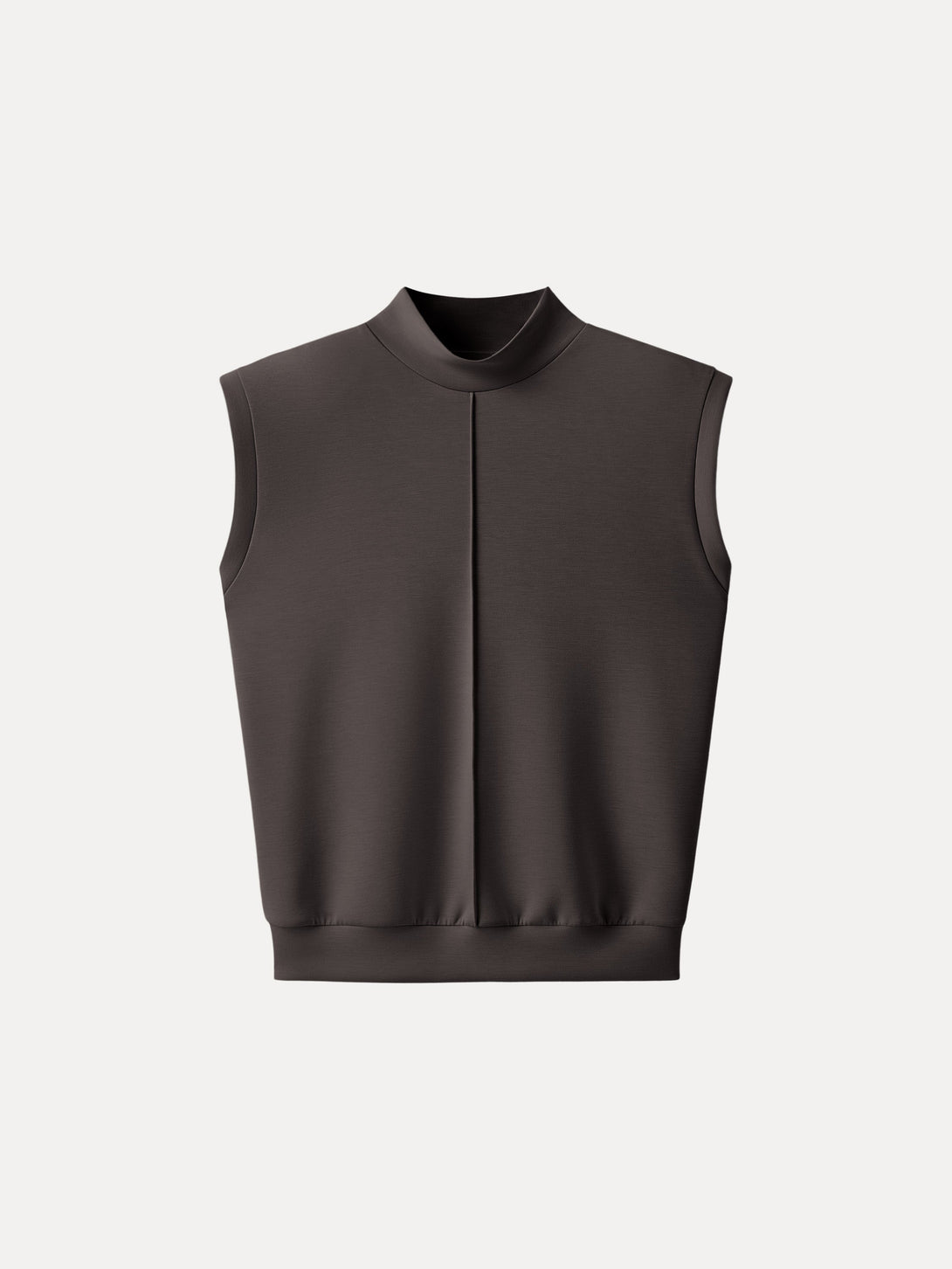 Modal Spacer Mockneck Wide Shoulder Top Wenge XS