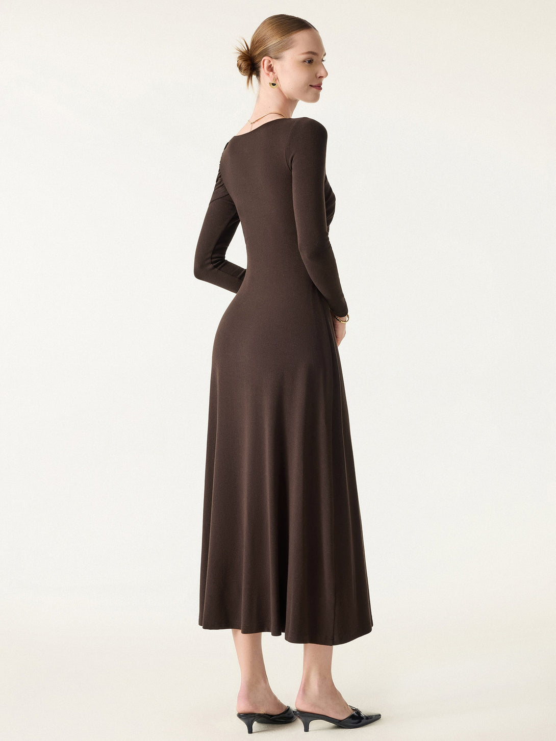 Chic Boatneck Ruched Midi Brami Dress