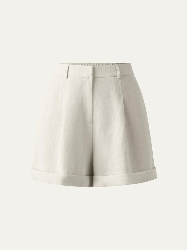 Wrinkle-resistant High Rise Cuffed Linen Shorts
