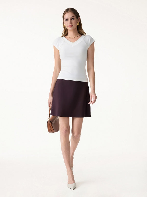 Stretchy Mid Rise A-Line Pull-On Skirt