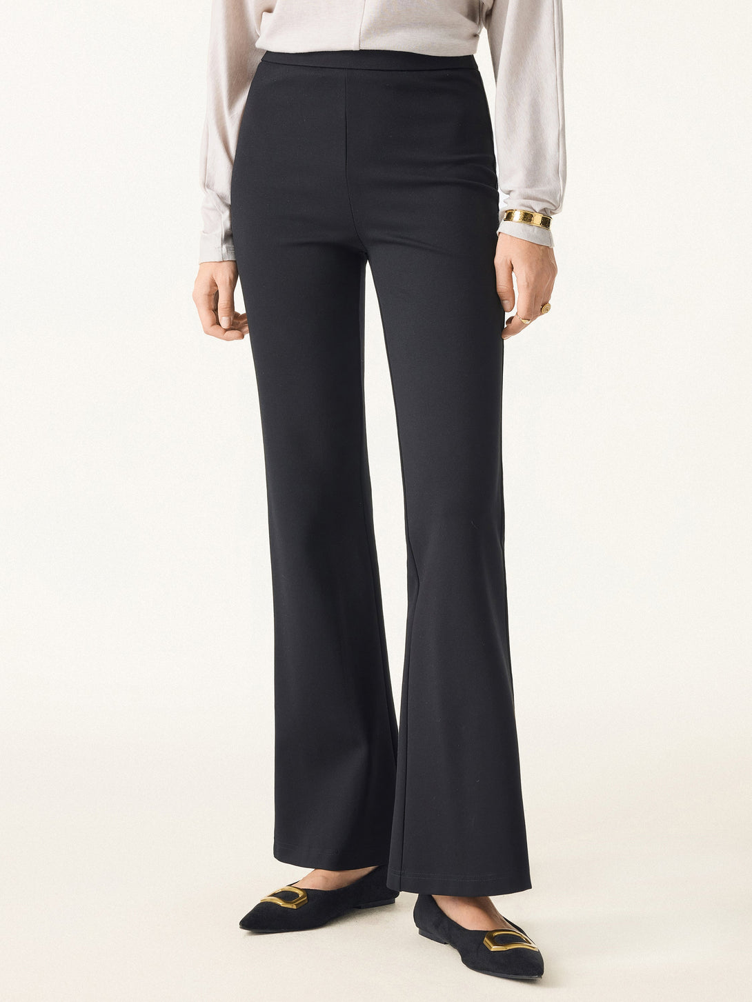 Slimming Ponte High Rise Pull-on Flared Pants