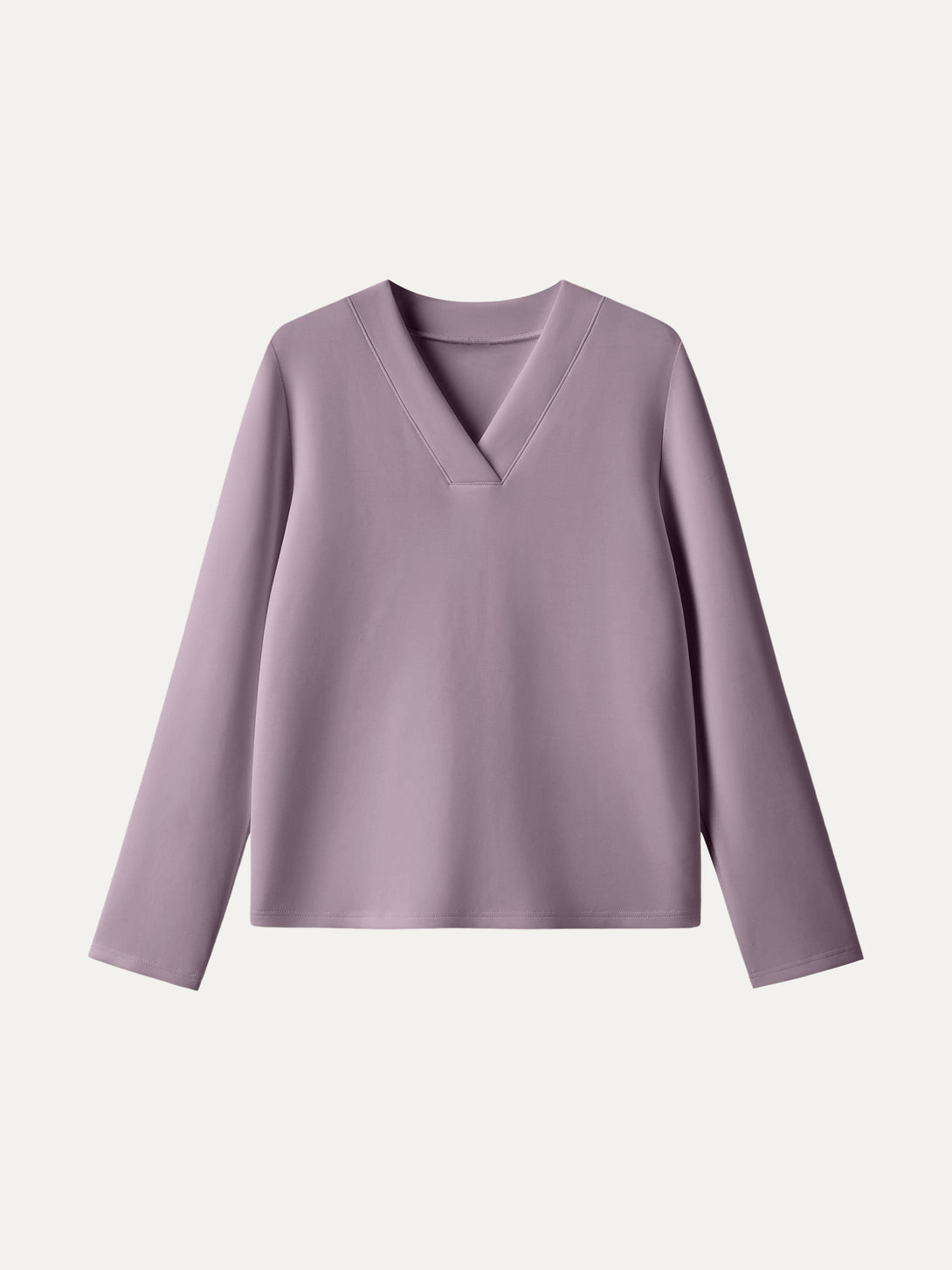 Modal Spacer V-neck Long Pullover Shirt Millennial Pink XS