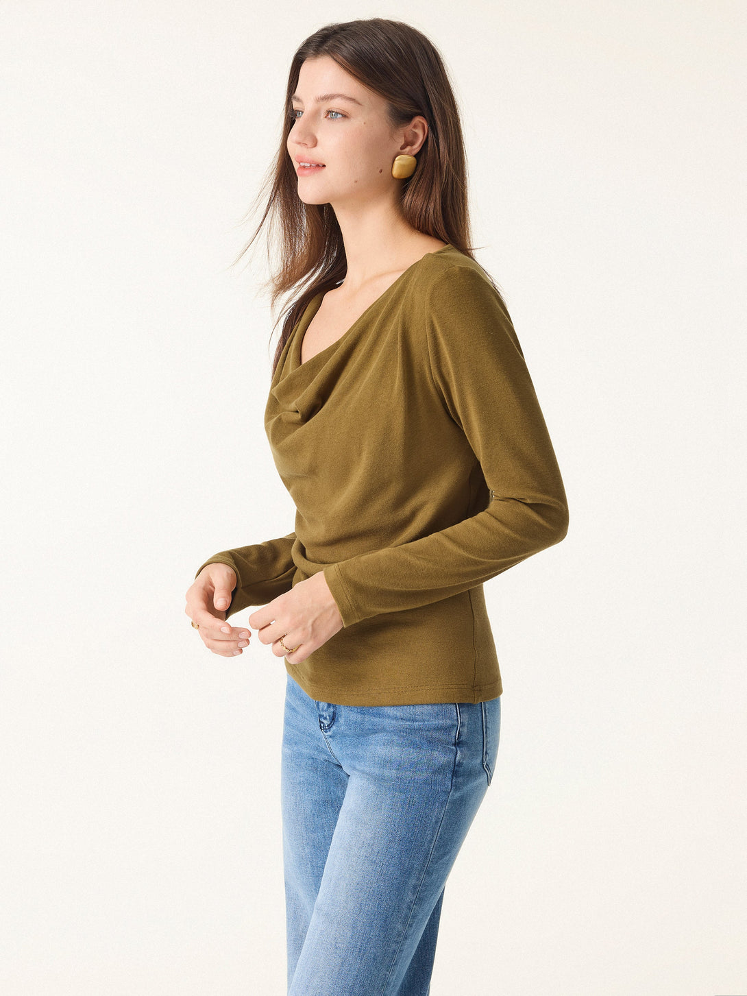 Effortless Cowl Neck Long Sleeve Top