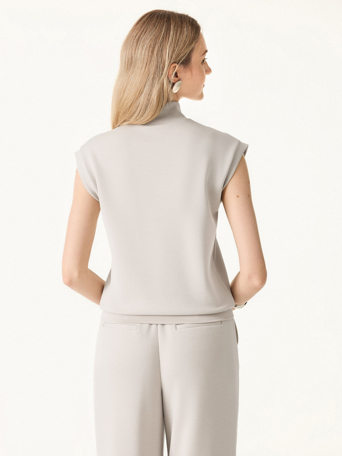 Modal Spacer Mockneck Wide Shoulder Top