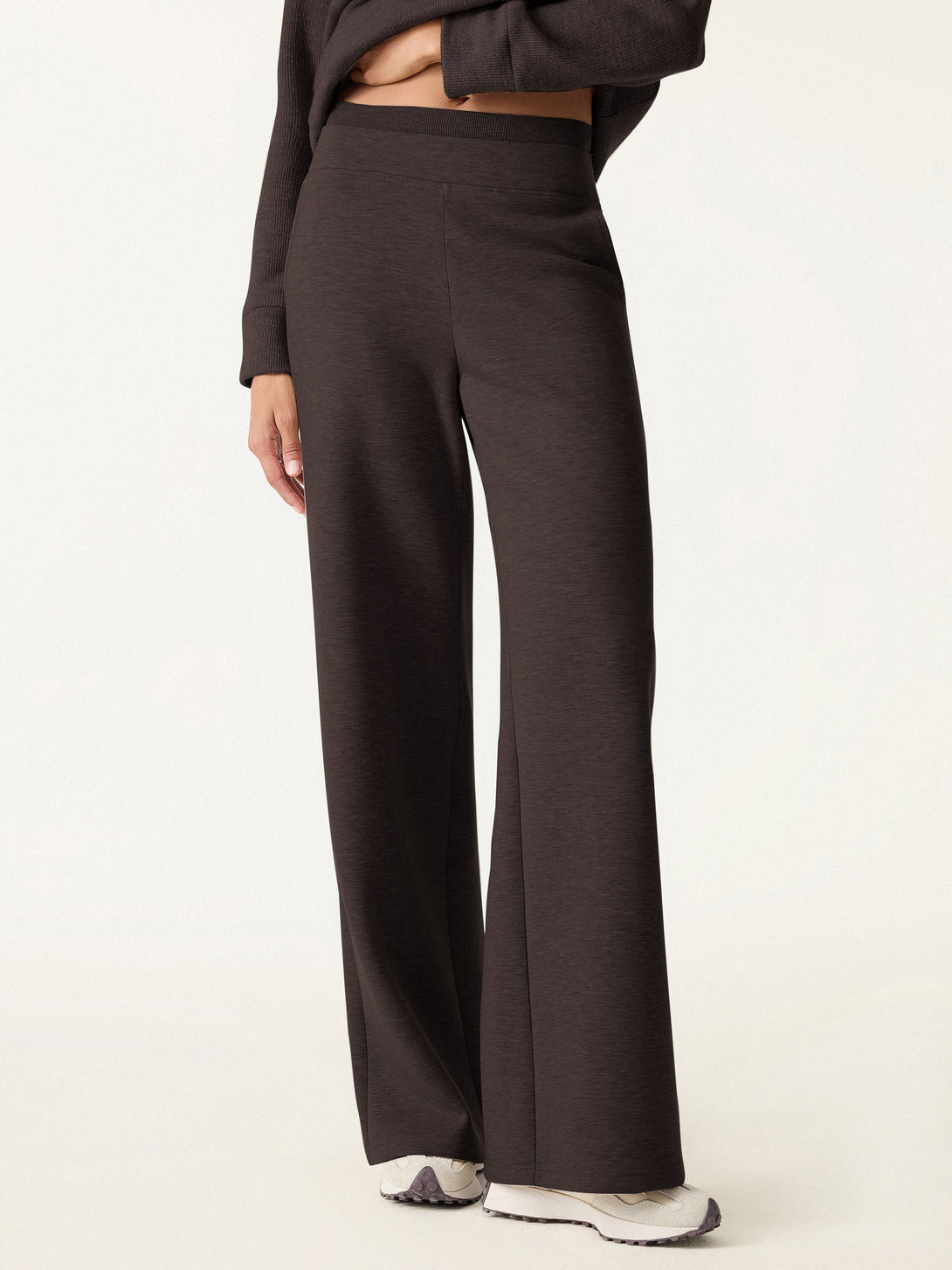 Double Waistband Straight Leg Pants with Pockets Regular Espresso