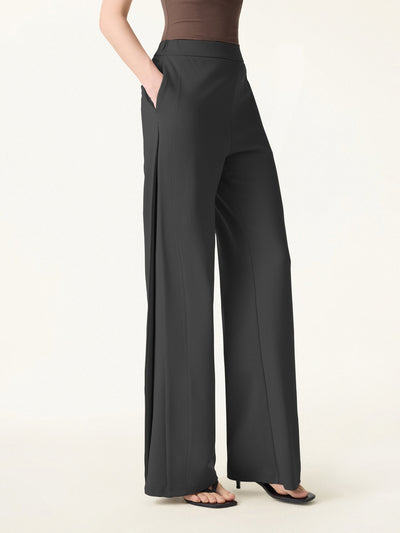 Drapey Mid Rise Wide Leg Pull-on Pants with Pockets