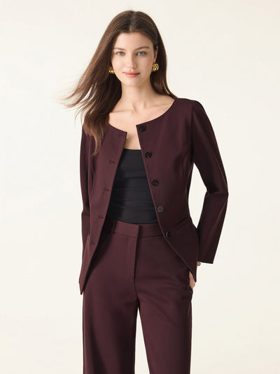 Empower Stretch Boatneck Blazer Dark Berry XS