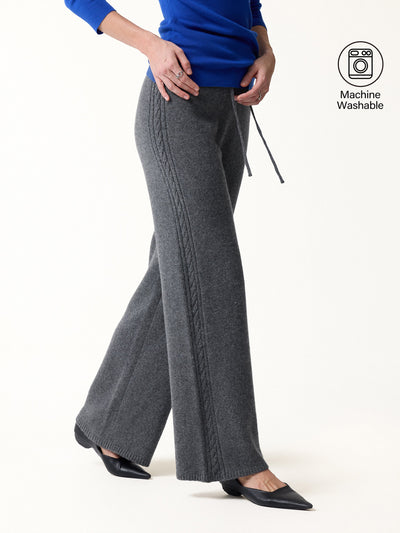 OGLmove Merino-Blend Drawstring Wide-Leg Knit Pants Heather Midnight Grey XS