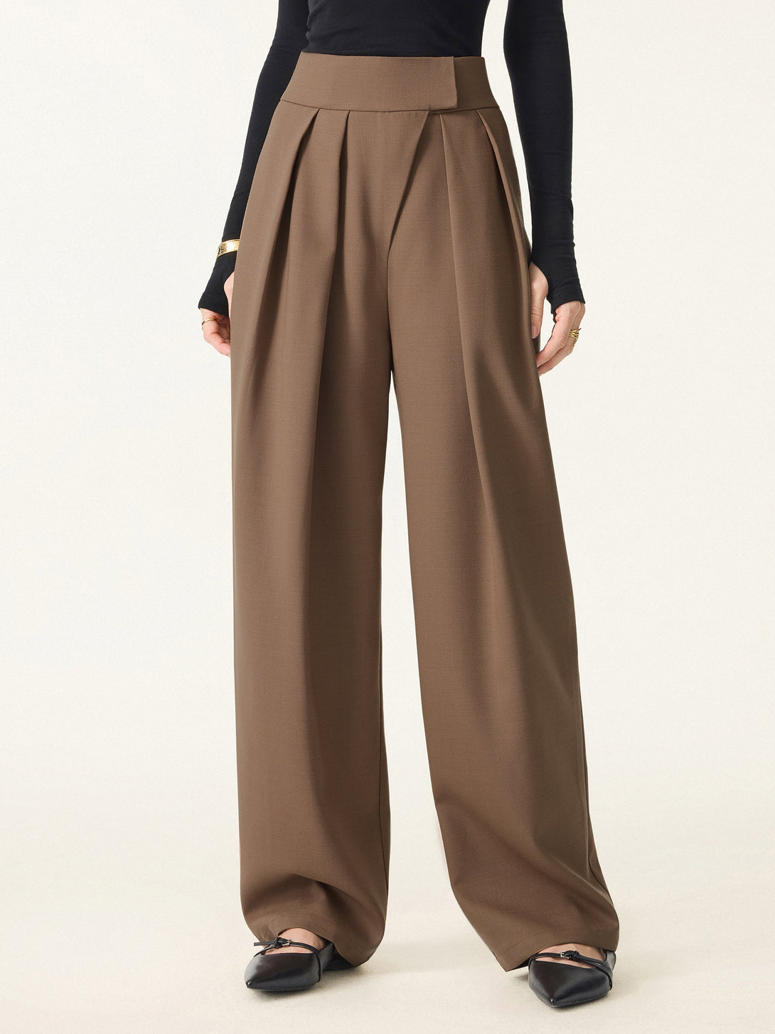High Rise Pegged Leg Trousers with Pockets