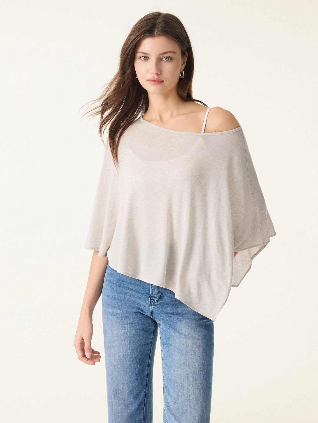 Lyocell Wool Semi-Sheer Cape Top