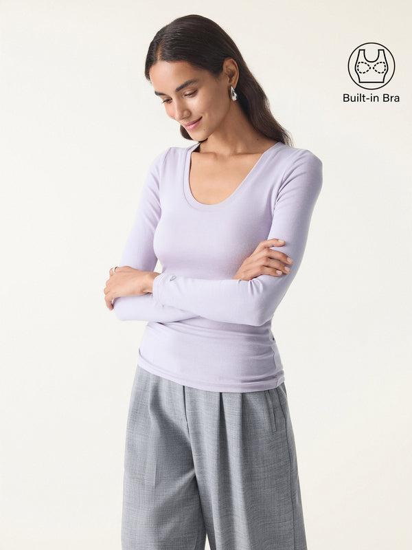 LiteWarm Round Neck Long Sleeve Brami Lilac Mist XS