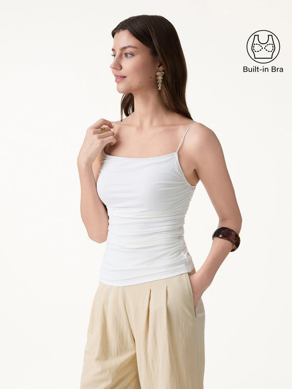 OGLmove SkinKiss Square Neck Ruched Spaghetti Bra Top