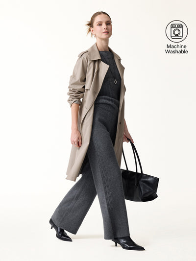 OGLmove 2Pcs Set Sleeveless Cable-Knit Sweater Tank & Drawstring Wide-Leg Knit Pants