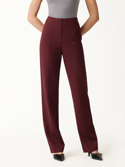 OGLmove Ponte High-Rise Straight-Leg Pants with Pockets Regular Crimson Red