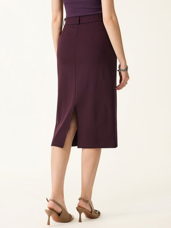 Essential A-line Midi Skirt with Zippered Pockets