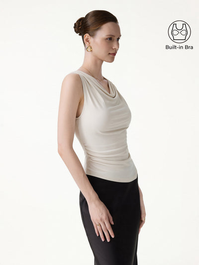 OGLmove Cowl Neck Asymmetrical Sleeveless Bra Top