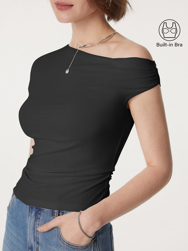 Asymmetrical Cold Shoulder New Airy Brami Top