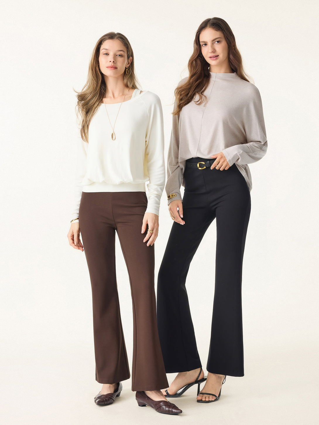 Slimming Ponte High Rise Pull-on Flared Pants