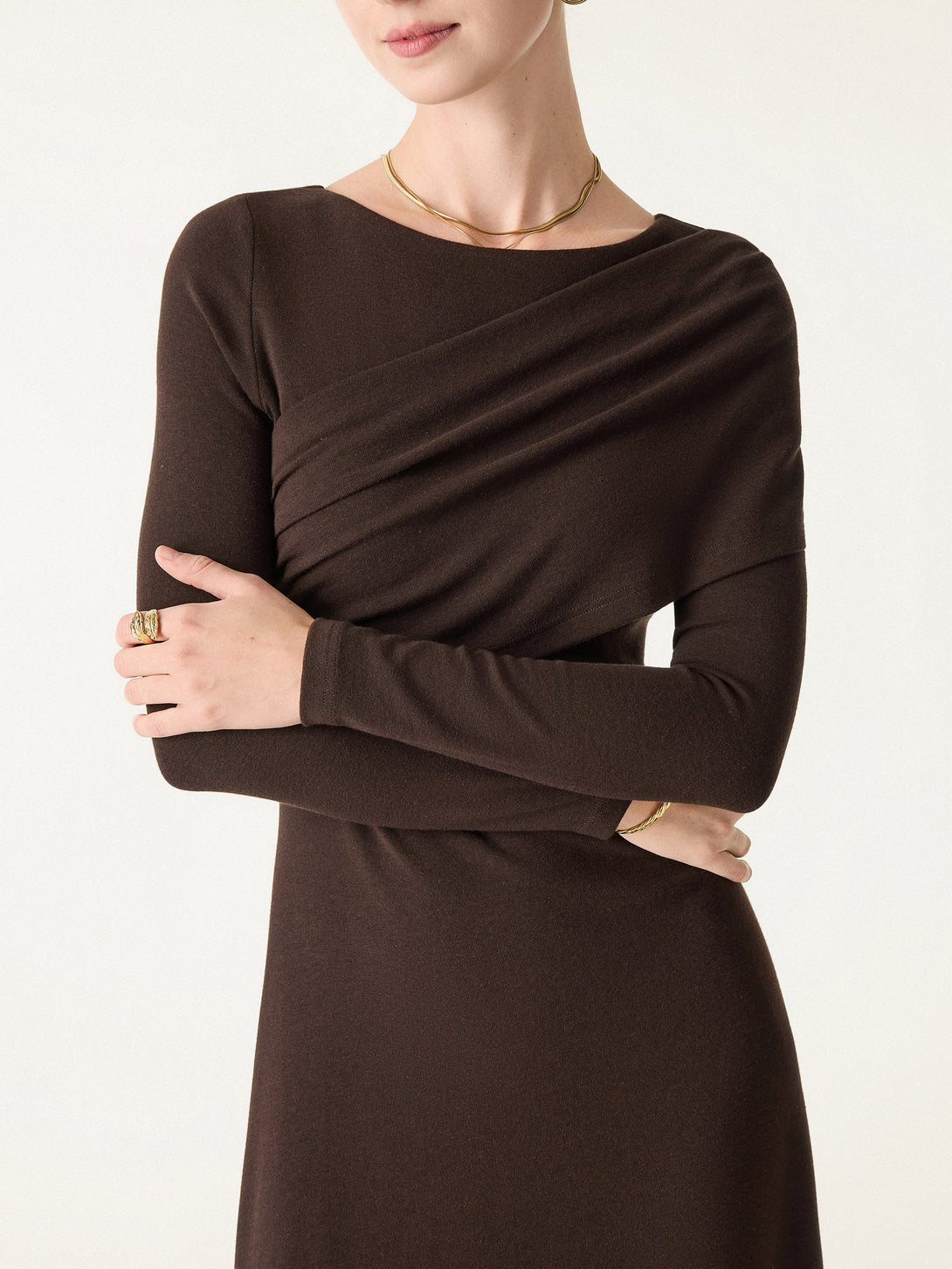 Chic Boatneck Ruched Midi Brami Dress