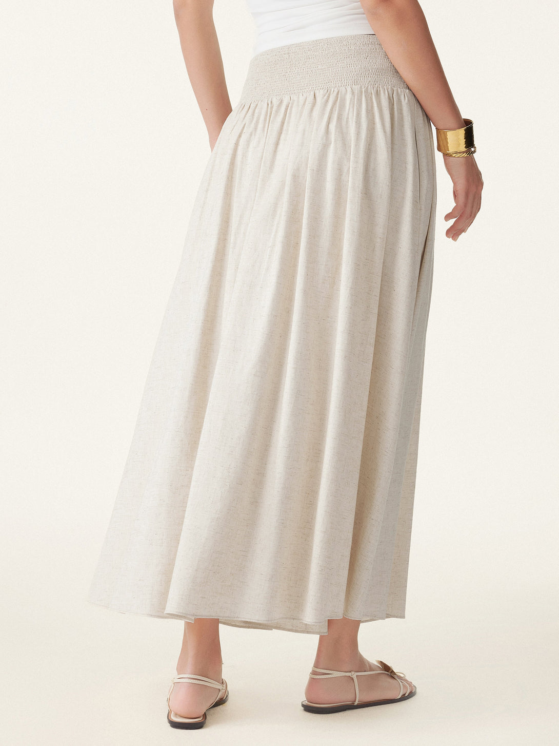 2Pcs Set One Shoulder Twisted Brami Tank & Smocked Waist Skirt with Pockets