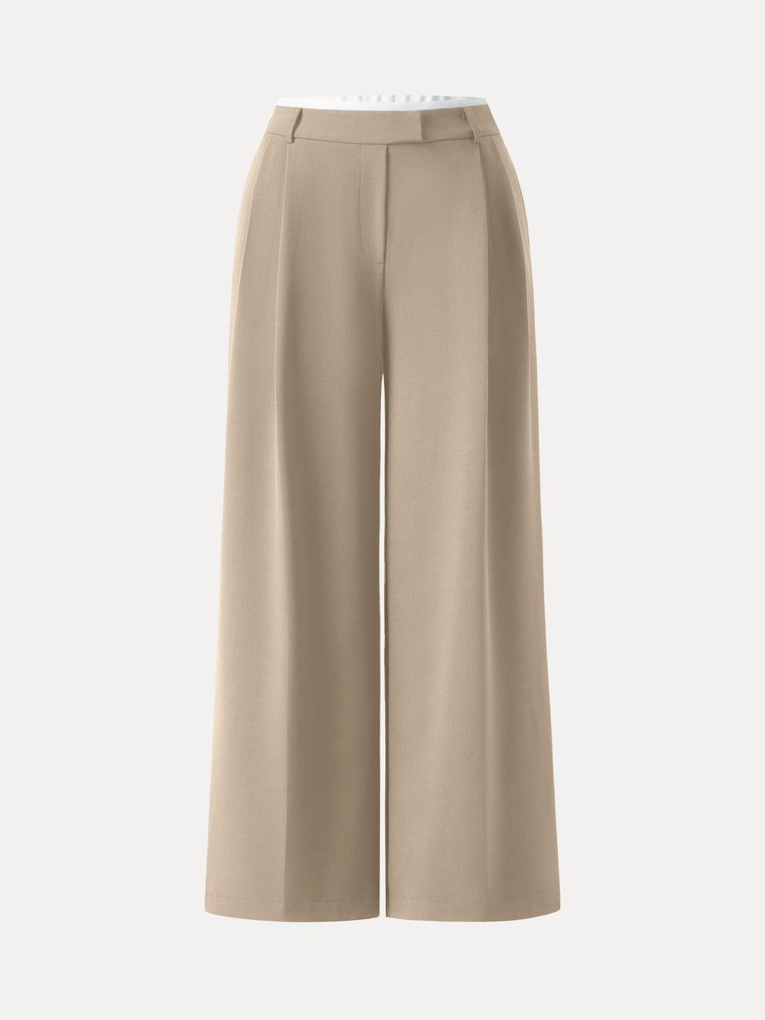 Double-Pleated Mid Rise Wide Leg Trousers Petite Ecru