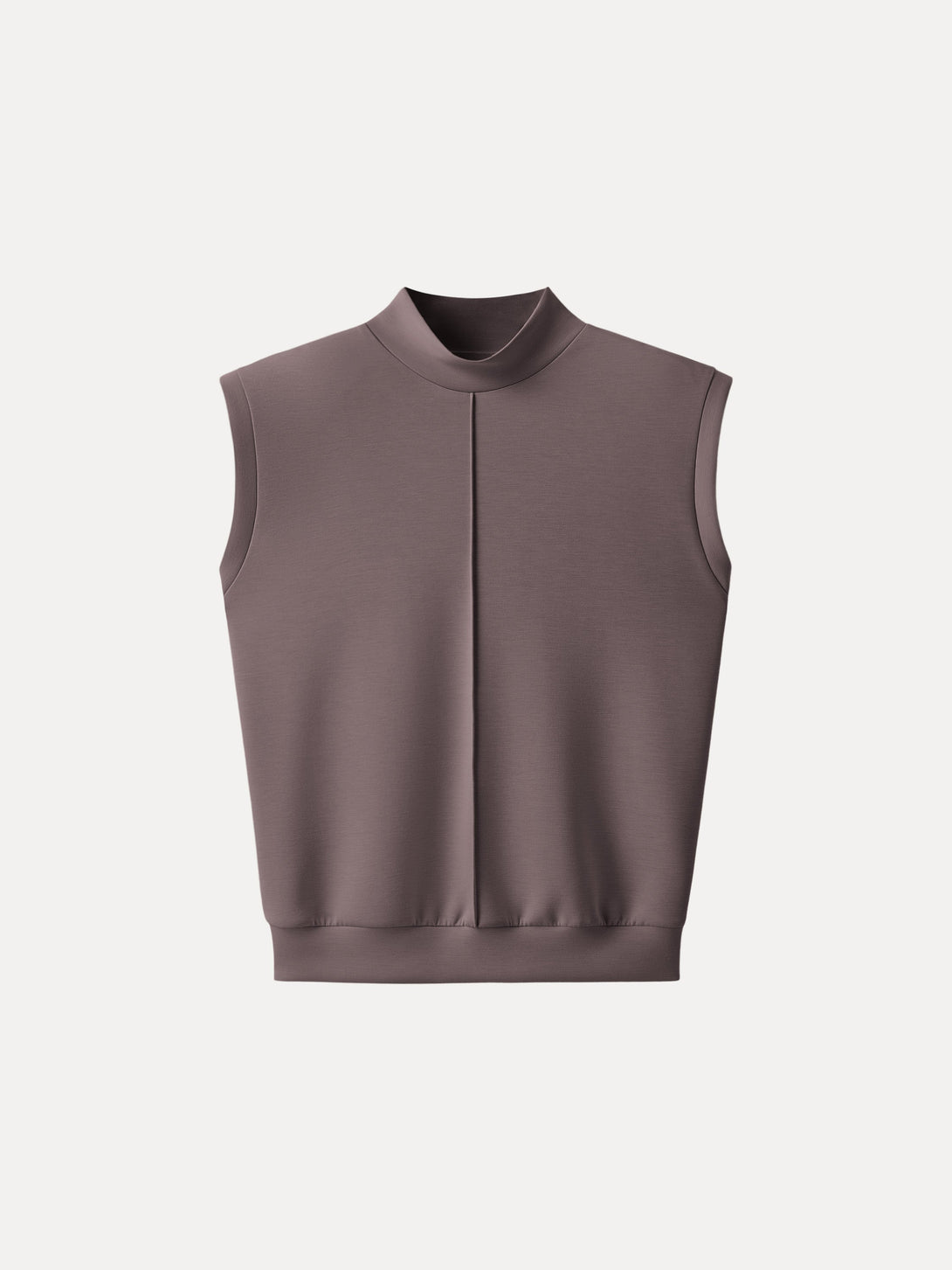 Modal Spacer Mockneck Wide Shoulder Top Deepest Mauve XS