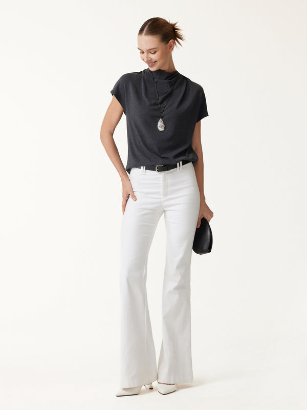 OGLmove Eco-Mousse® Draped Mock Neck Cap Sleeve Top