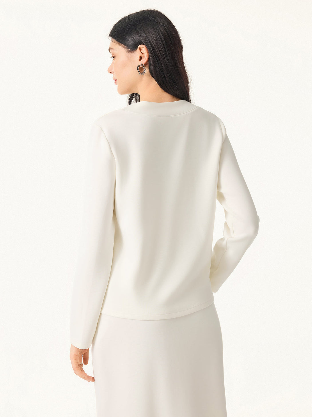 2Pcs Set Modal Spacer V-neck Pullover Shirt & A-Line Midi Skirt with Pockets
