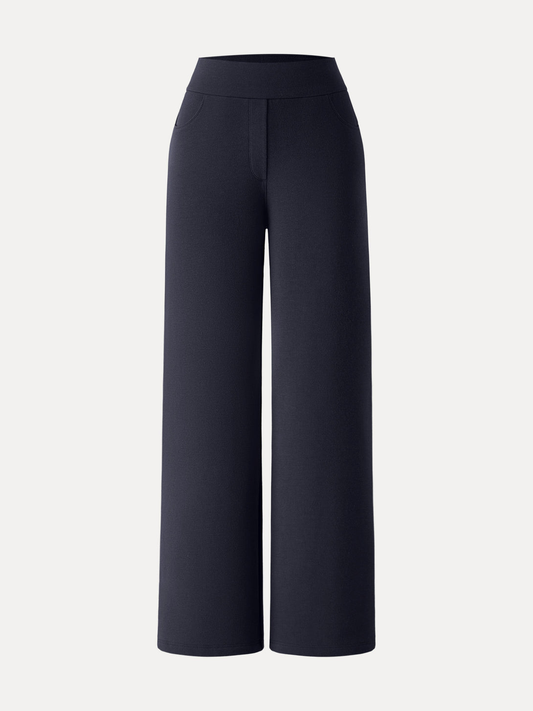 Mid Rise Wide Waistband Wide Leg Pull-on Pants with Pockets Regular Universe Navy