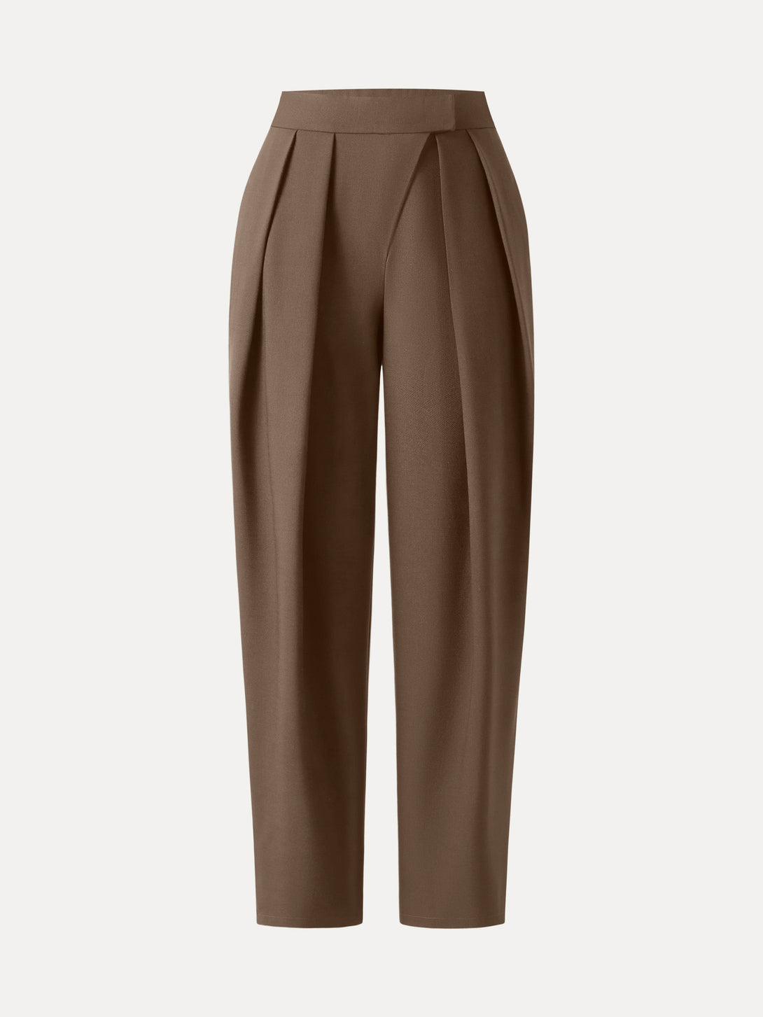 High Rise Pegged Leg Trousers with Pockets Regular Tree Brown