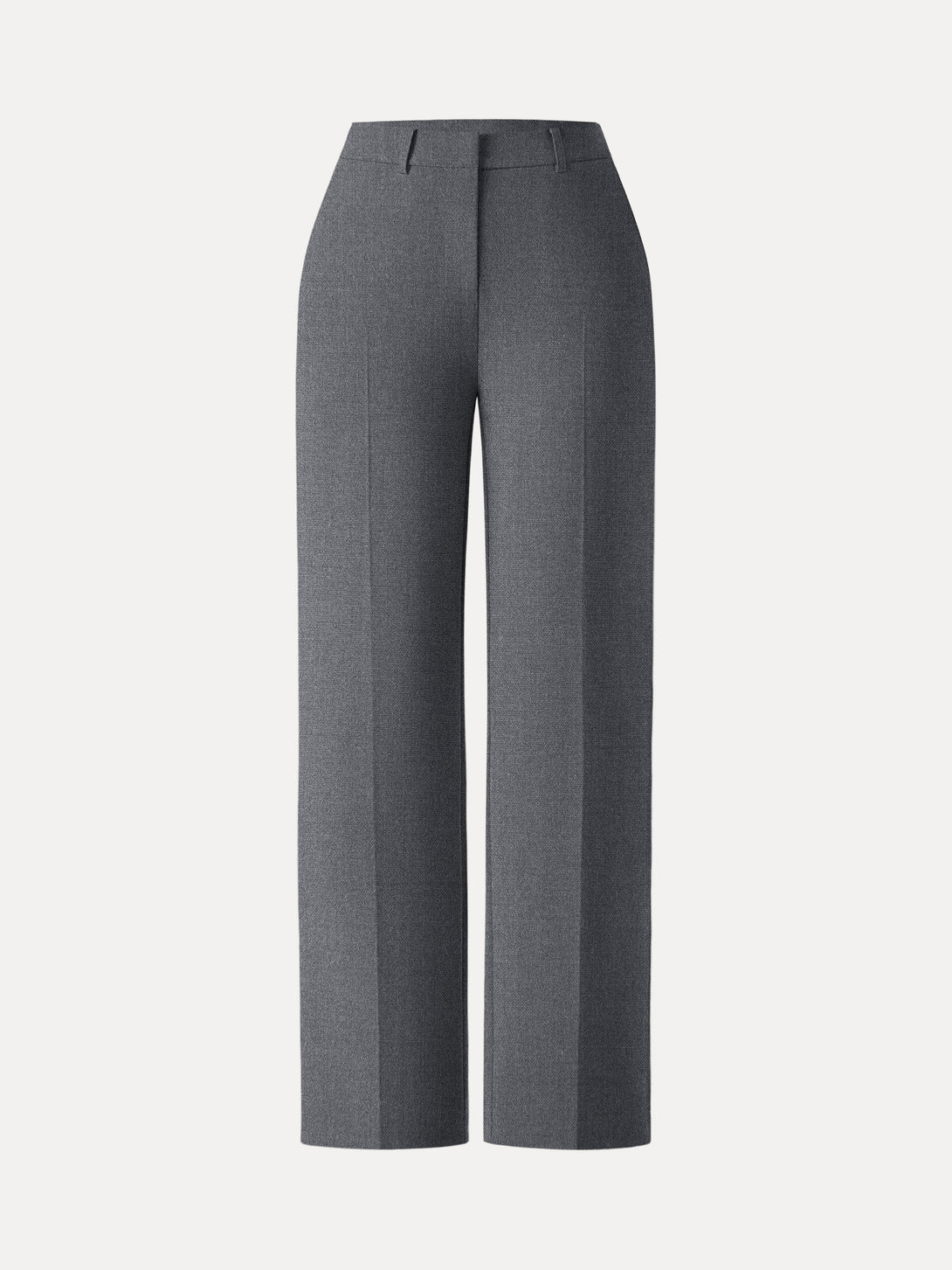 Mid Rise Straight Leg Creased Trousers with Pockets