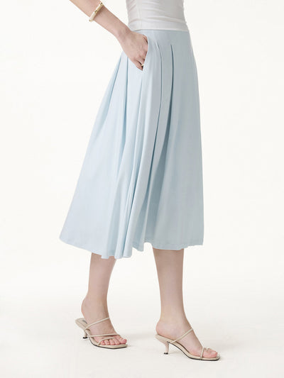 OGLmove CoolTouch Circle Flare Midi Skirt with Pockets Icy Whisper Blue XS