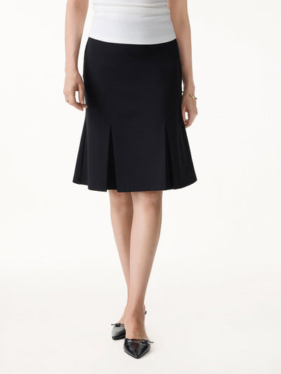 OGLmove 4-Way Stretch Knee Length Pleated Flare Skirt Black XS