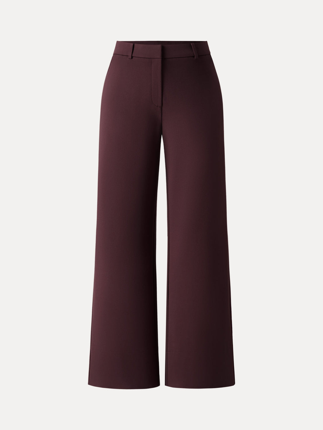 High Rise Wide Leg Trousers with Zippered Pockets Regular Dark Berry