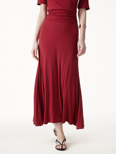 OGLmove CoolTouch Flowy Maxi Flared Skirt Orange Flame XS