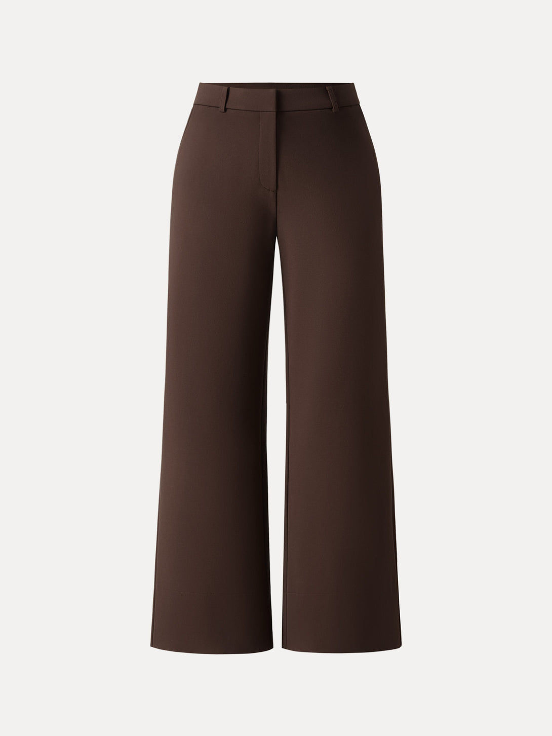 High Rise Wide Leg Trousers with Zippered Pockets Petite Hickory Brown