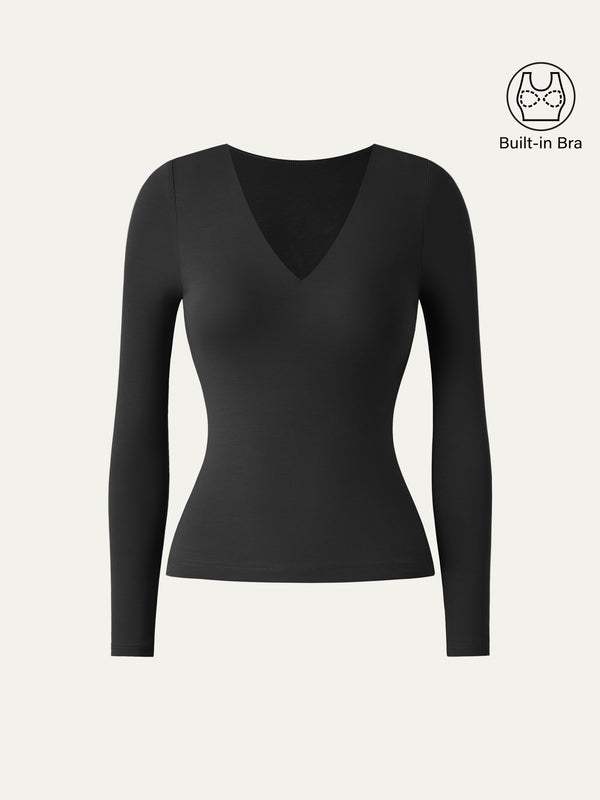 V-neck Long Sleeve New Airy Brami Black XS