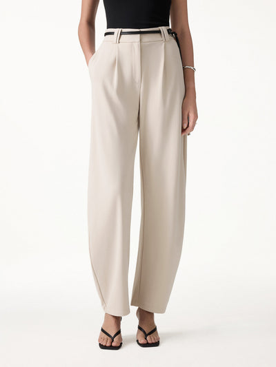 OGLmove CoolTouch Stretch Ponte High Rise Cropped Barrel Pants Regular Fog Beige
