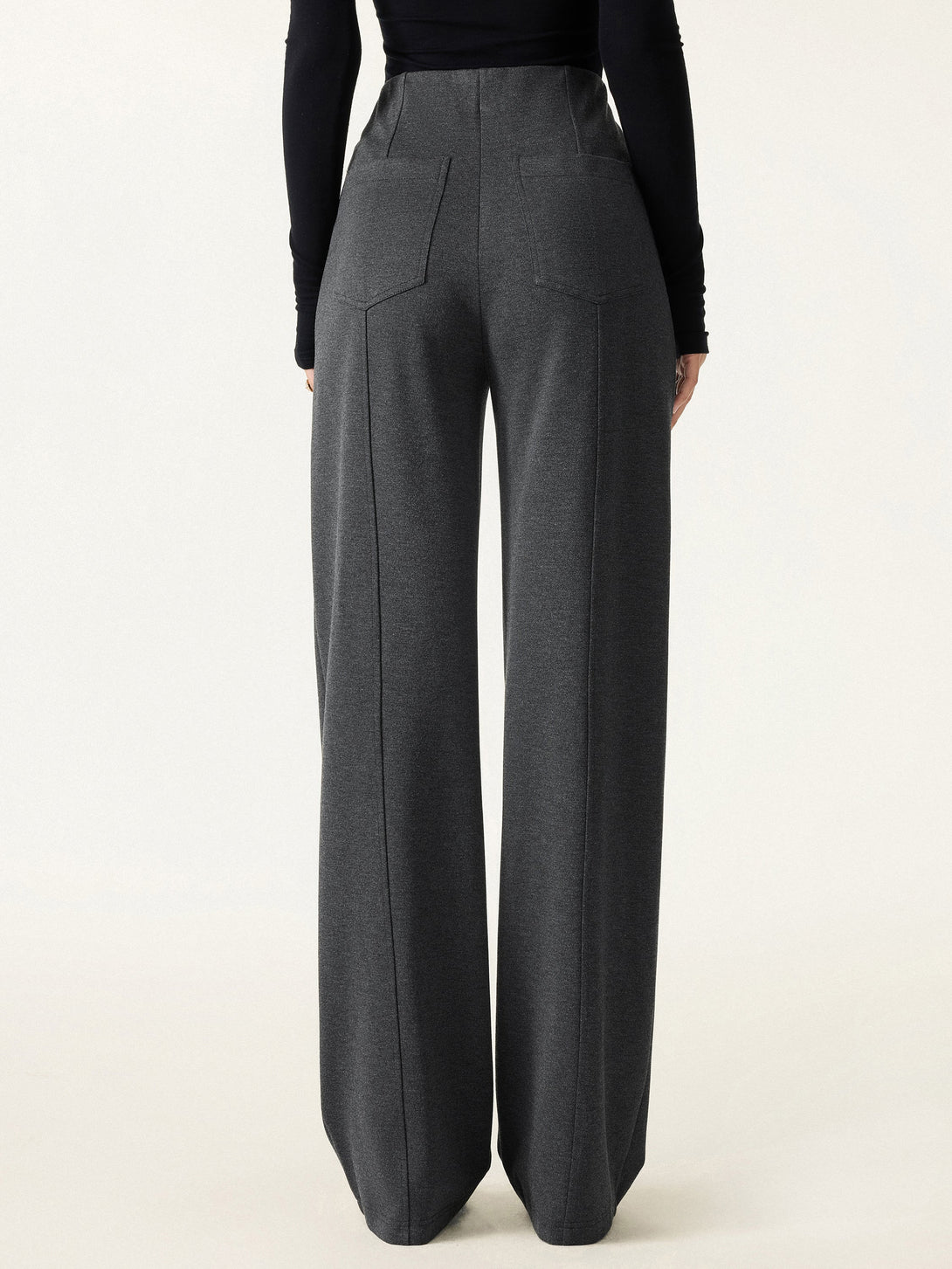 Stretch Ponte High Rise Straight Leg Pants with Pockets