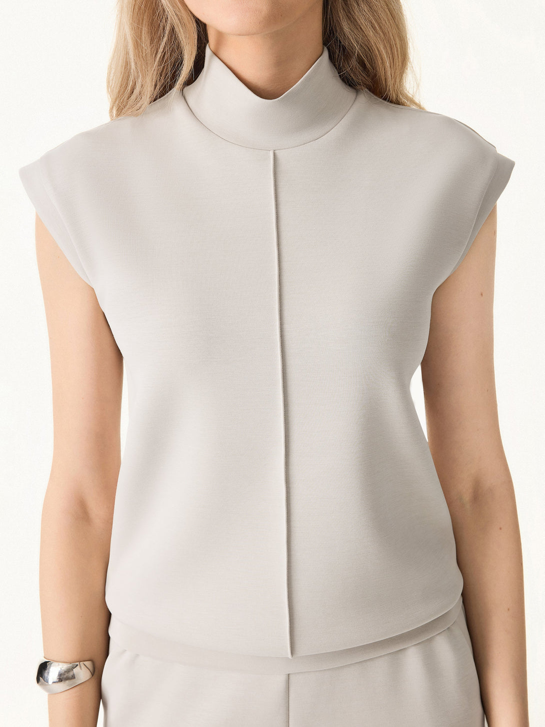 Modal Spacer Mockneck Wide Shoulder Top