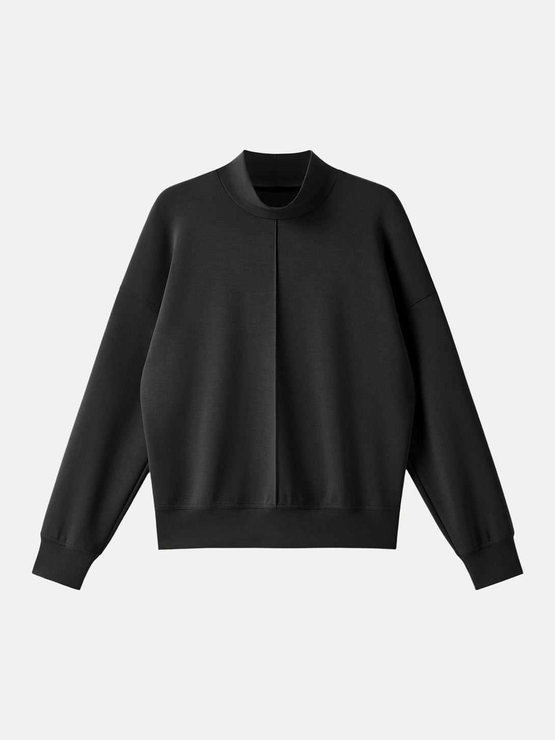 Modal Spacer Mockneck Long Sleeve Pullover Shirt Black XS