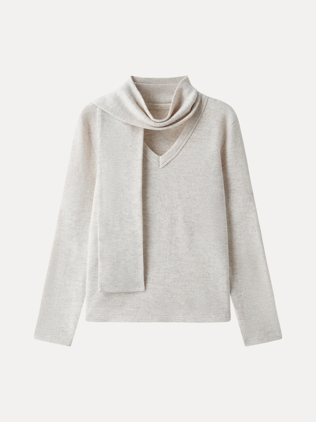 Relaxed Fit V-Neck Top with Scarf
