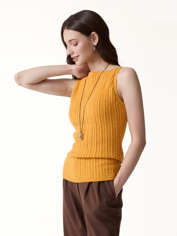 OGLmove Merino-Blend Sleeveless Cable-Knit Sweater Tank