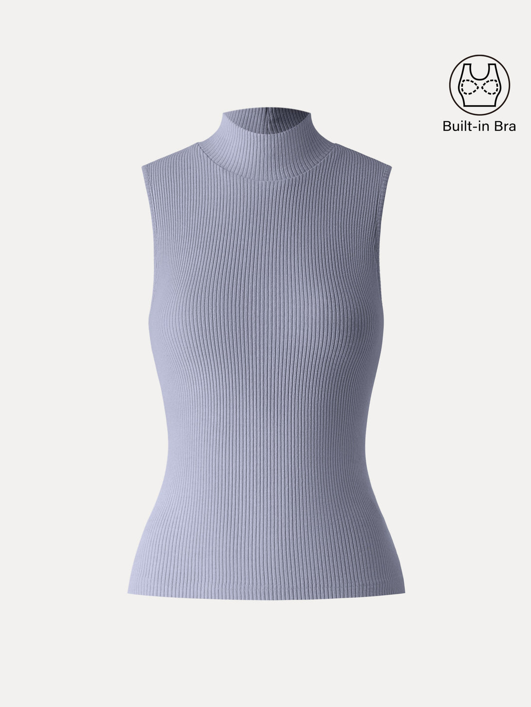 Textured Rib Mockneck Sleeveless Brami Heather Dolphin Blue XS
