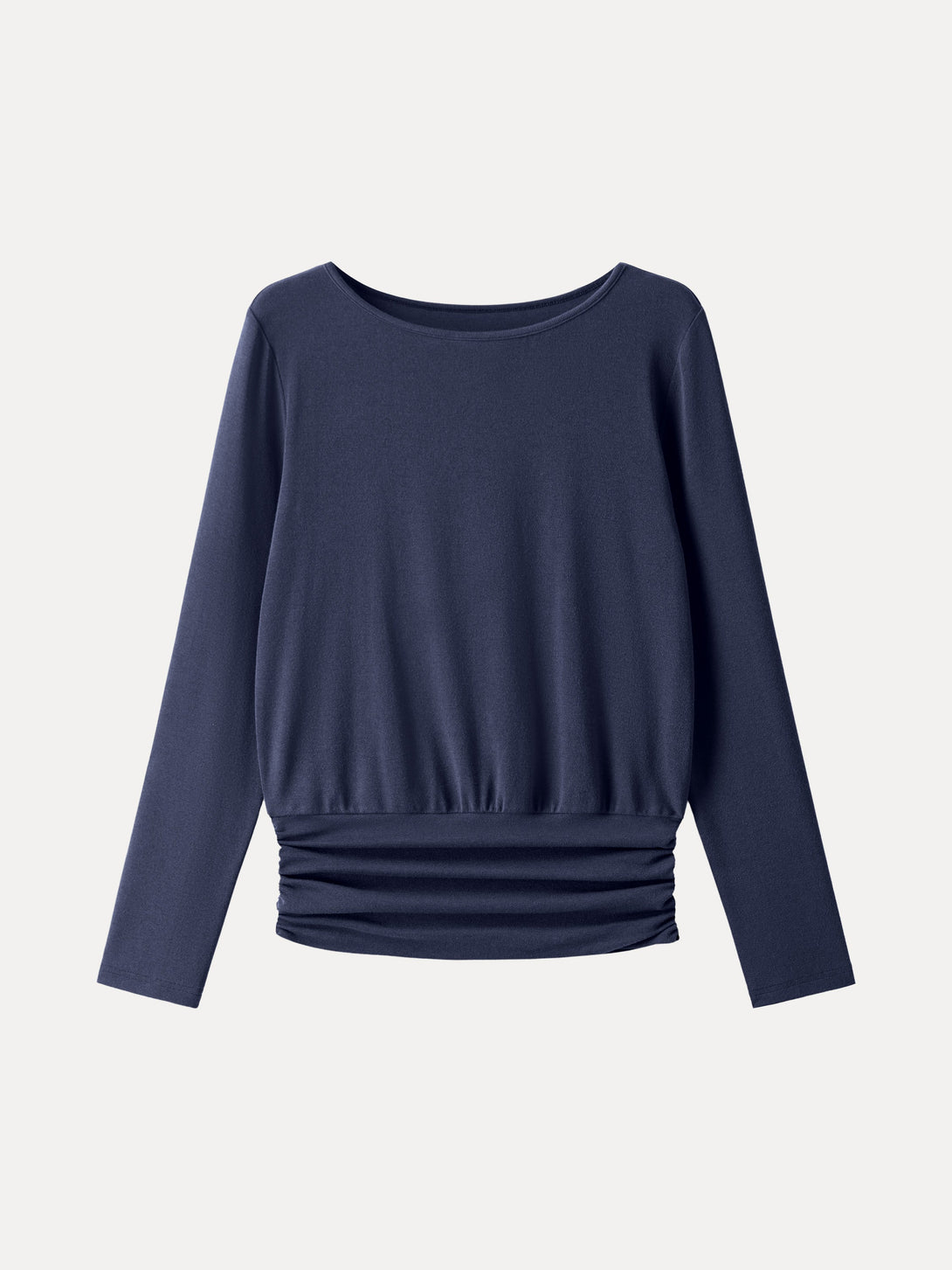 Light Warm Round Neck Side Ruched Top Indigo XS