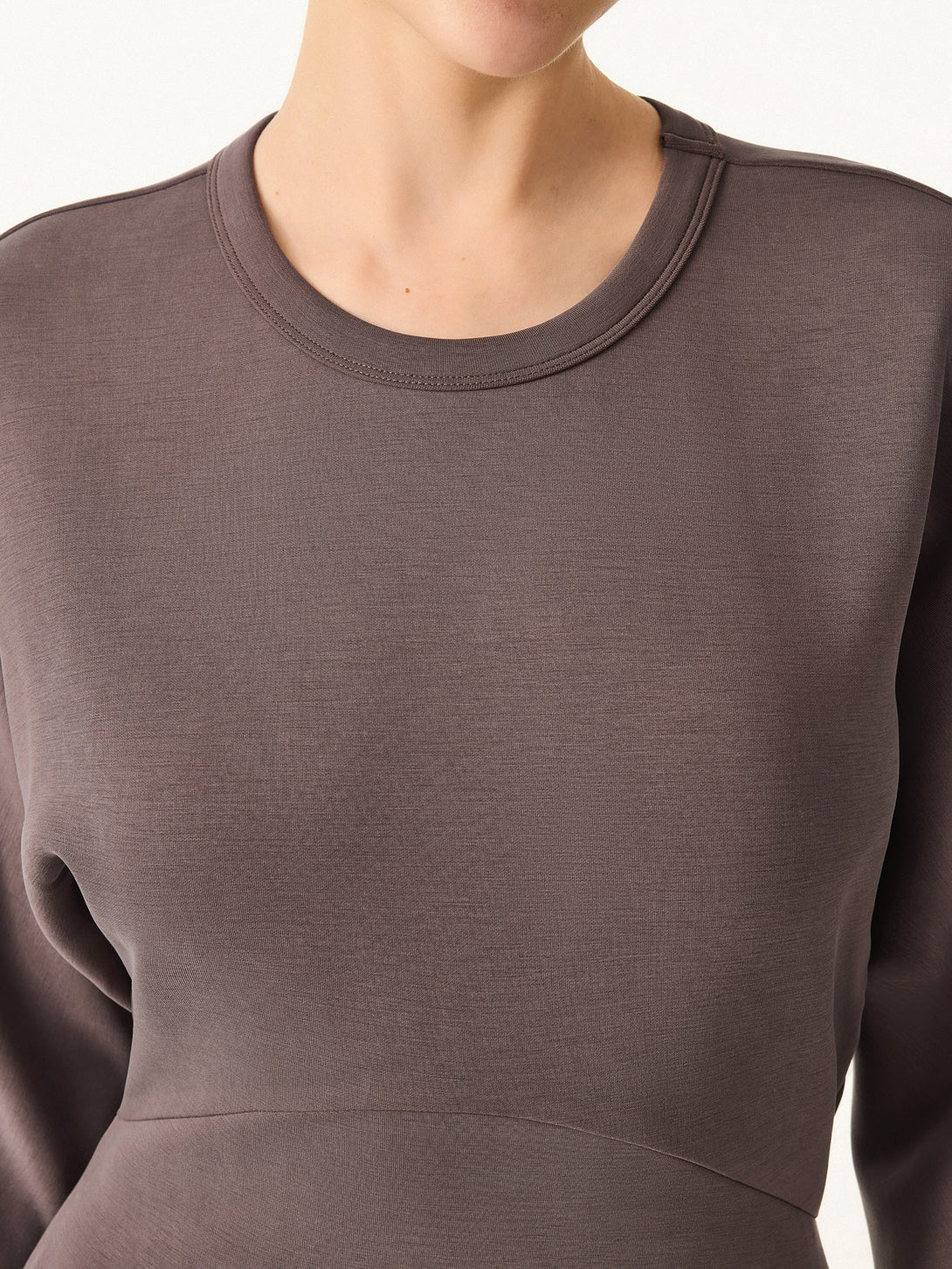 Chic Crewneck 3/4 Sleeves Midi Dress