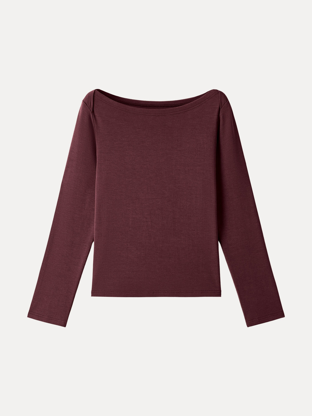 Relaxed Fit Boatneck Long Sleeve Top Jujube Red XS