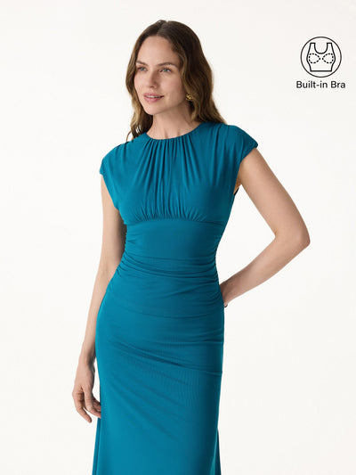 OGLmove Ruched Round Neck Cap Sleeve Bra Top