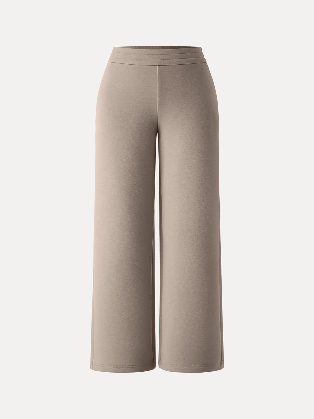 Cozy Warm High Rise Straight Leg Pull-on Pants with Pockets Petite Heather Taupe