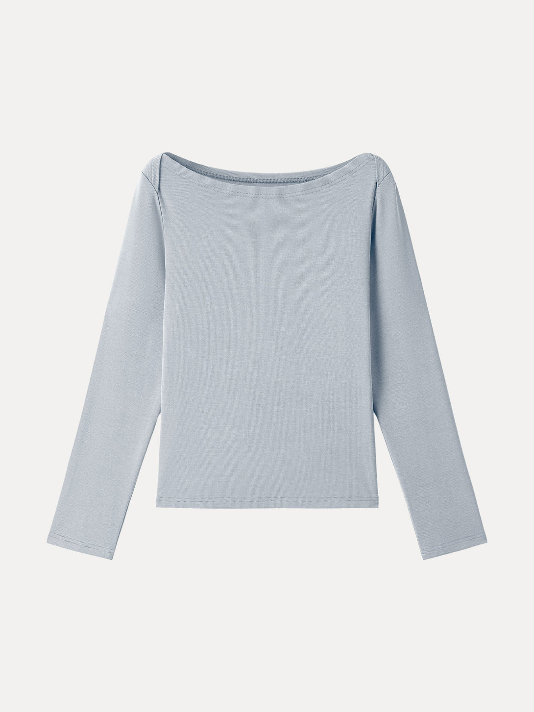 Relaxed Fit Boatneck Long Sleeve Top Smoke Blue XS